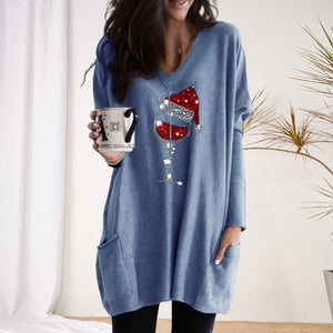 Women's Christmas Wine Glass T-shirts