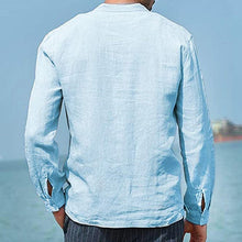 Load image into Gallery viewer, Men&#39;s Linen Casual Long Sleeve Solid Color Shirt