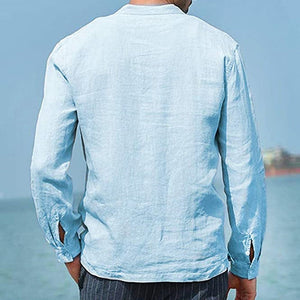 Men's Linen Casual Long Sleeve Solid Color Shirt