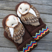 Load image into Gallery viewer, Hand Knitted Nordic Mittens With Owls