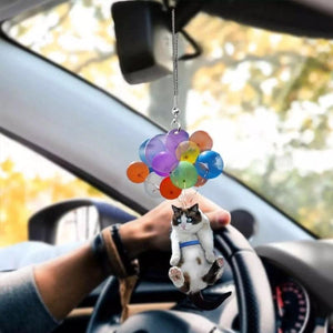 Gift For Cat Lover Cat With Balloon Car Hanging Ornament