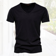Load image into Gallery viewer, Plain Slub Cotton V-neck T-shirt