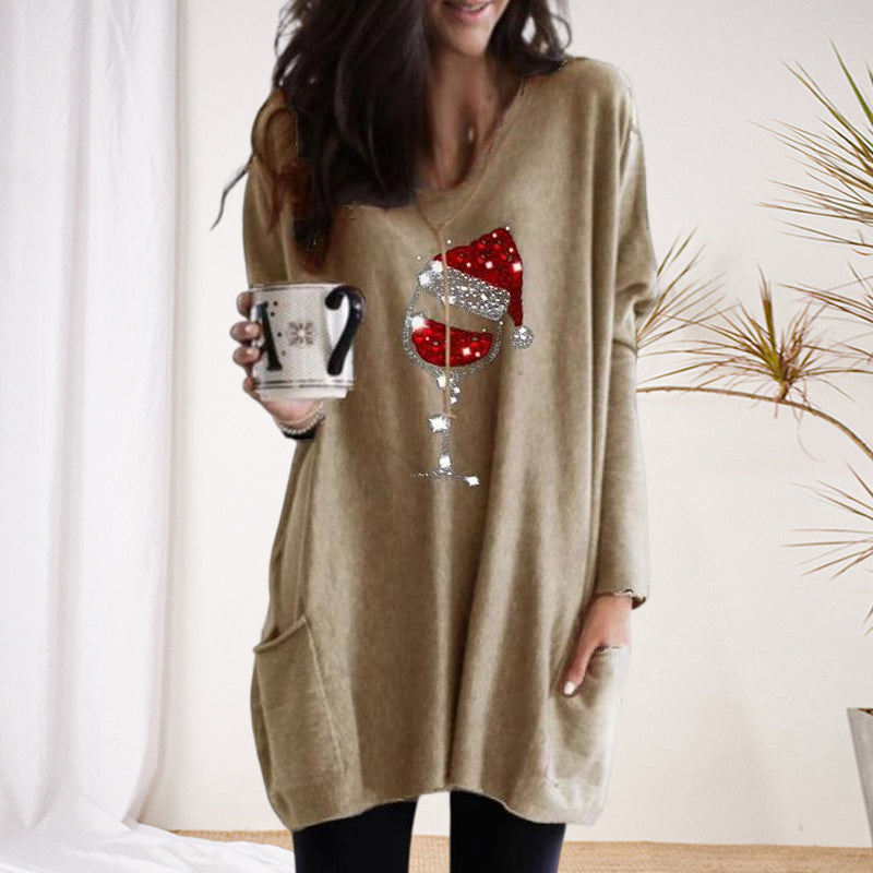Women's Christmas Wine Glass T-shirts