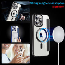 Load image into Gallery viewer, Transparent Electroplated Magnetic Leather Flip Case for iPhone