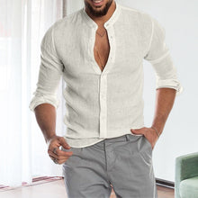 Load image into Gallery viewer, Long-sleeved Loose-fitting Men&#39;s Shirt With A Stand-up Collar In Linen