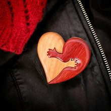Load image into Gallery viewer, Loving Hearts Wood Intarsia Pinback Button