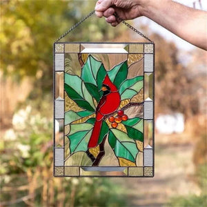 Cardinal Stained Glass Window Panel