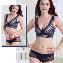 Load image into Gallery viewer, Stripes Lace Push-Up Seamless Breathable Zipper Bra