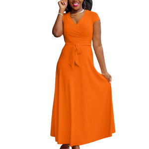 V Neckline Short Sleeve Casual Dress