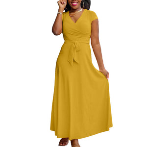 V Neckline Short Sleeve Casual Dress