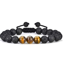 Load image into Gallery viewer, Tiger Eye Lava Rock Stone Bracelet