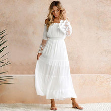 Load image into Gallery viewer, Tulle Off Shoulder Frilled Vacation Dress