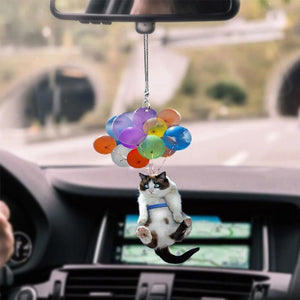 Gift For Cat Lover Cat With Balloon Car Hanging Ornament