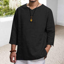 Load image into Gallery viewer, Men&#39;s Long-sleeved V-neck Linen Loose Shirt