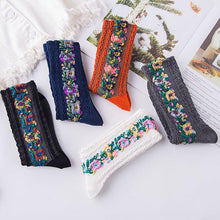 Load image into Gallery viewer, (5 pairs)Vintage Embroidered Floral Socks