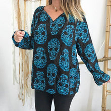 Load image into Gallery viewer, Halloween New Women&#39;s Casual Printing V-neck Long-Sleeved Shirt