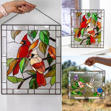 Load image into Gallery viewer, Cardinal Stained Glass Window Panel