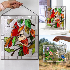 Cardinal Stained Glass Window Panel