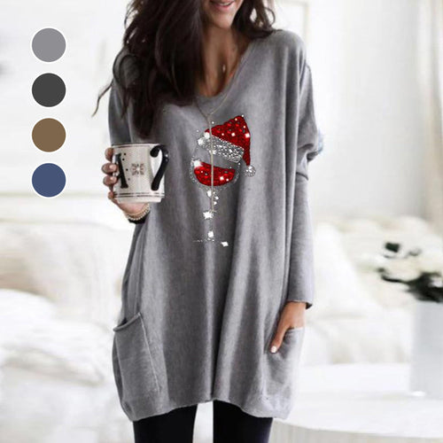 Women's Christmas Wine Glass T-shirts