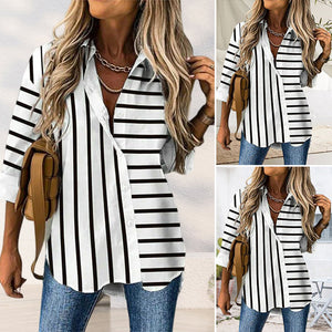 Striped Print Casual Blouse