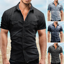 Load image into Gallery viewer, Short Sleeve Denim Shirts