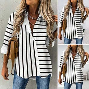 Striped Print Casual Blouse