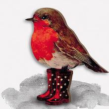 Load image into Gallery viewer, Handmade Wooden Magpie Brooch