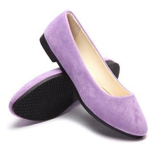 Load image into Gallery viewer, Big Size Suede Candy Color Pure Color Pointed Toe Light Slip On Flat Loafers