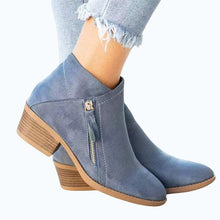 Load image into Gallery viewer, Women&#39;s Chunky Heel Side Zip Ankle Boots
