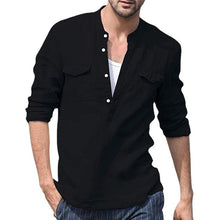 Load image into Gallery viewer, Men&#39;s Linen Casual Long Sleeve Solid Color Shirt