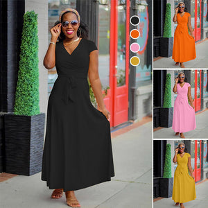 V Neckline Short Sleeve Casual Dress