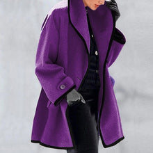 Load image into Gallery viewer, Hooded Color Block Woolen Coat